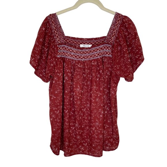 Madewell Square Neck Smocked Top in Dotted Vines, S - Picture 2 of 10
